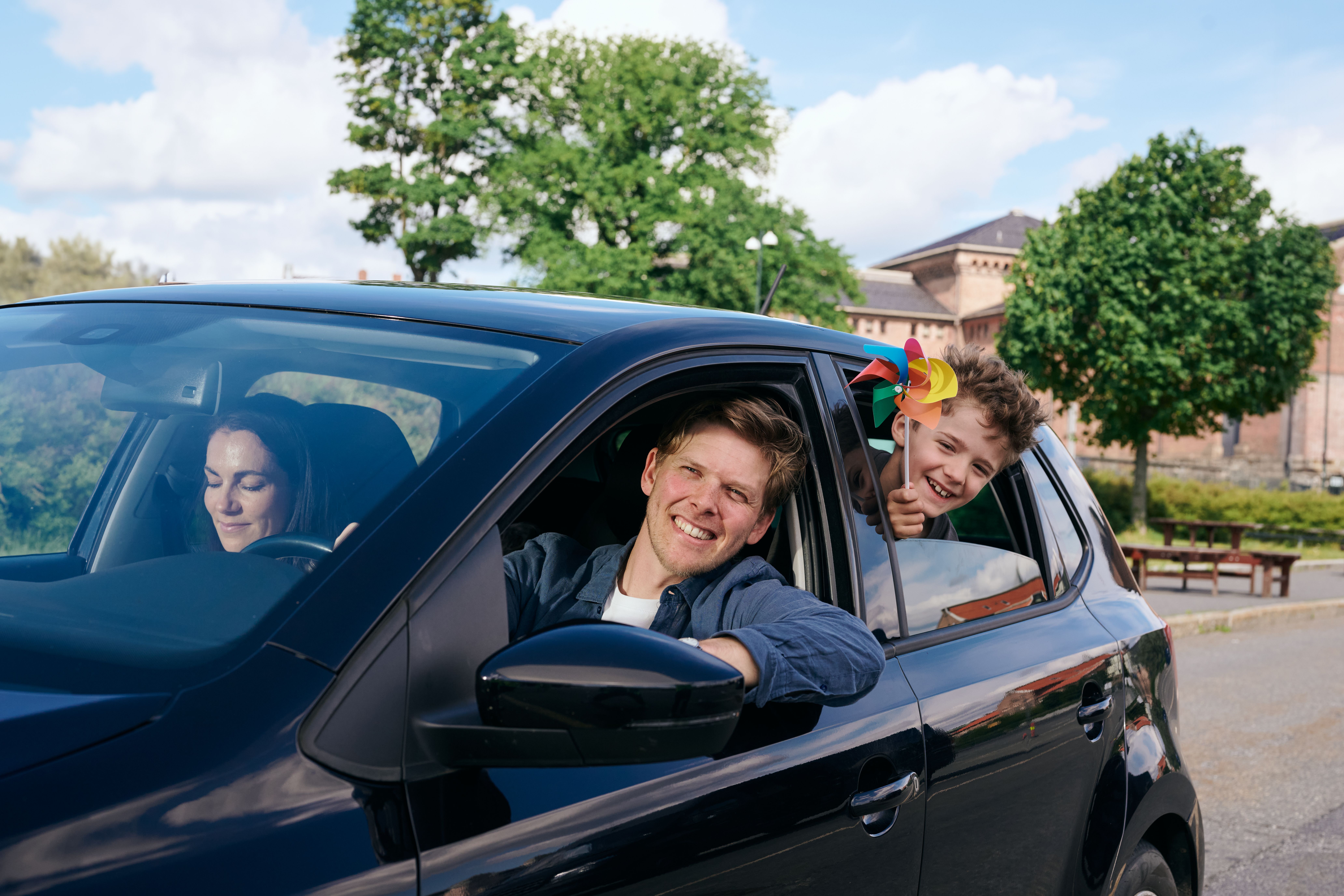 Family in car
