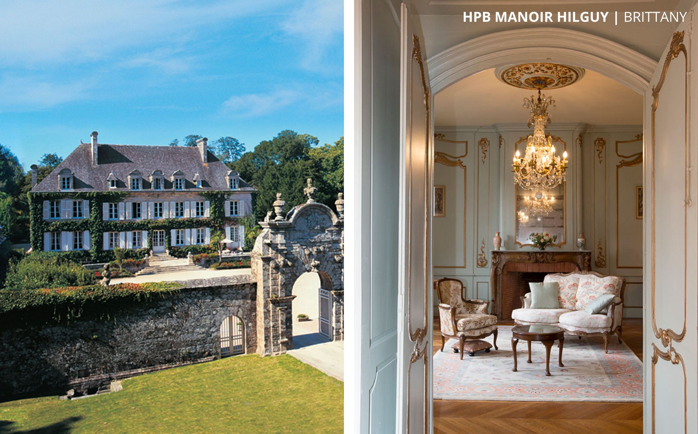 Outer and internal view of the beautiful Le Manoir, Brittany