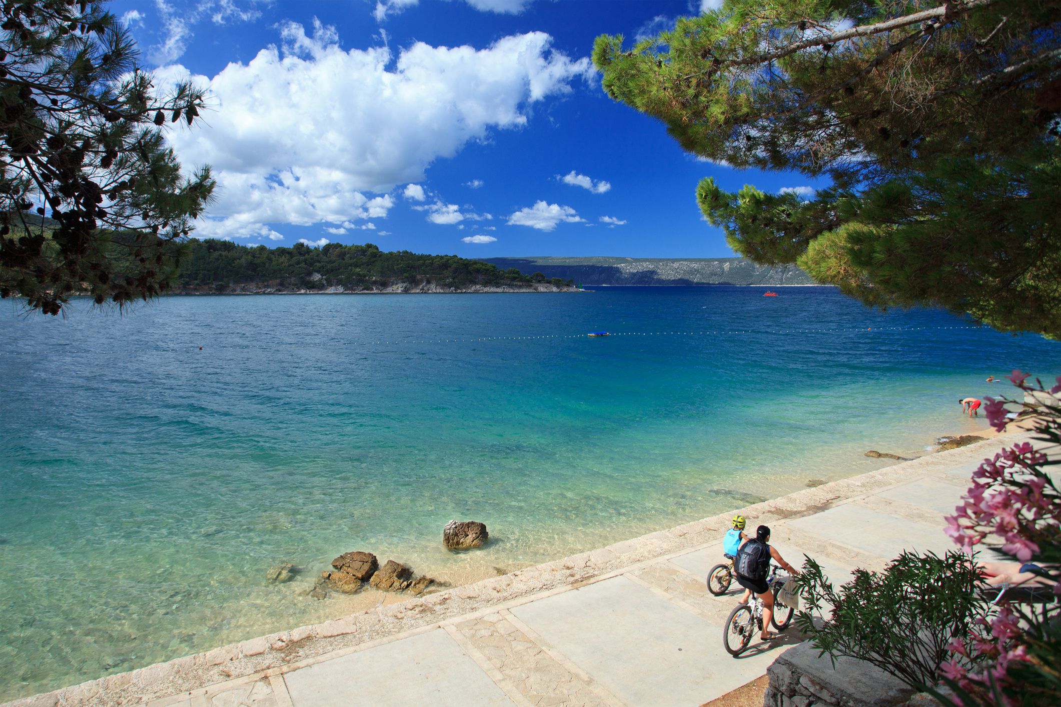cycling beside mediterranean beach