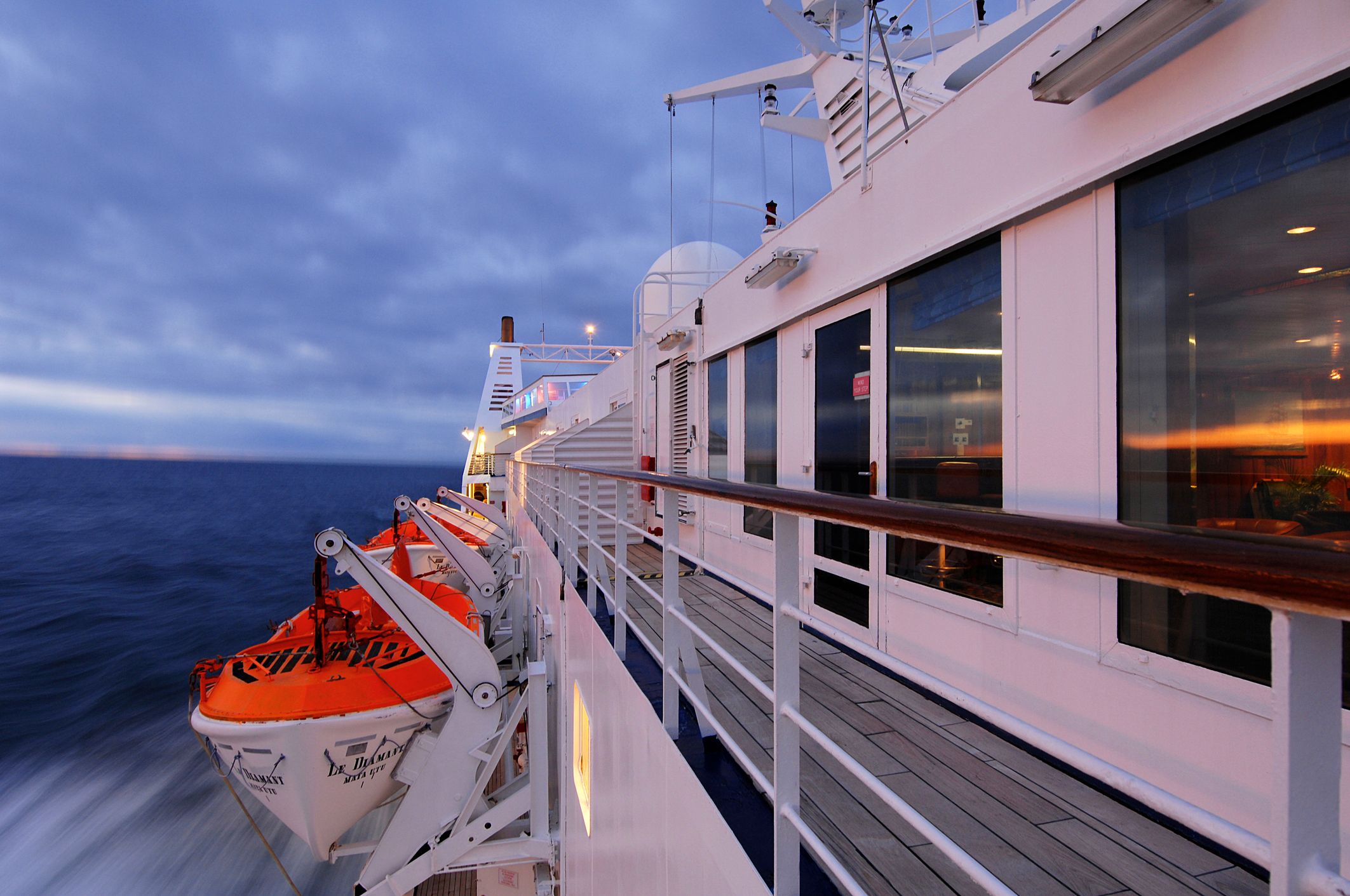 lifeboats on cruise ship deck